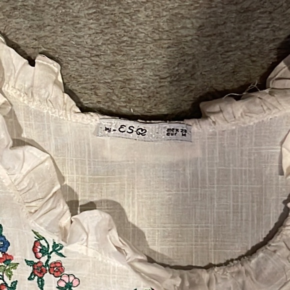 Boho chic cotton embroidered shirt size M - Picture 6 of 8